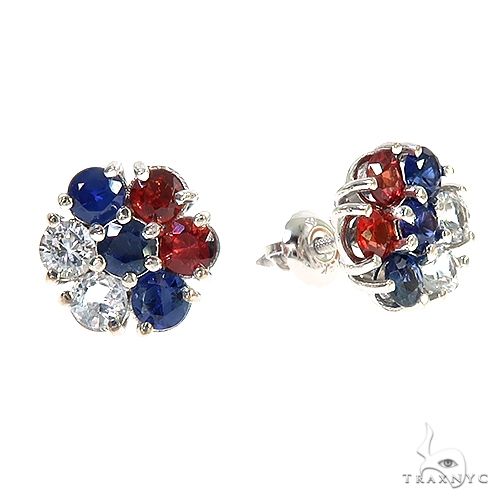 Russia Sapphire Flower Earrings 67143 - Image 2