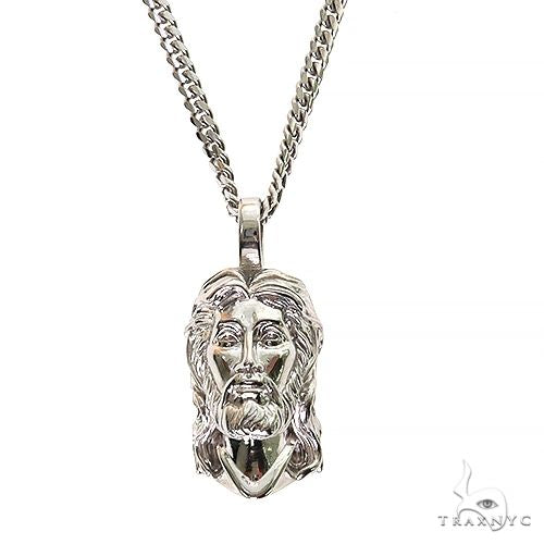 Sacred Visage Jesus Pendant Set .925 Silver 69619 - Image 1