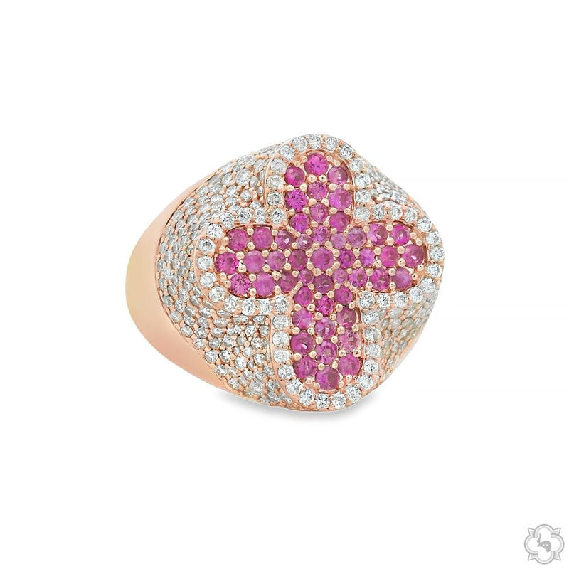 Sapphire Cross Diamond Ring 70419 - Image 3