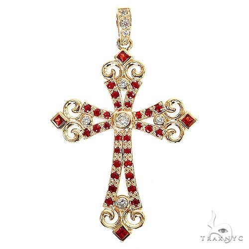Red Sapphire Celestial Cross Pendant 68855 - Image 1
