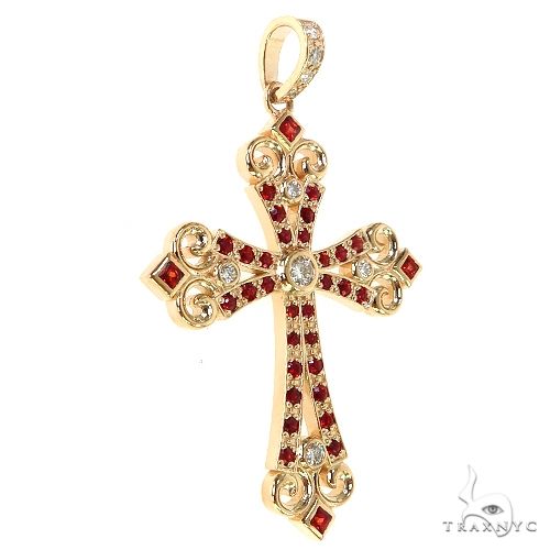 Red Sapphire Celestial Cross Pendant 68855 - Image 2