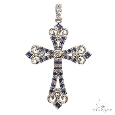 Moonlight Sapphire Diamond Cross Pendant 68901 - Image 1
