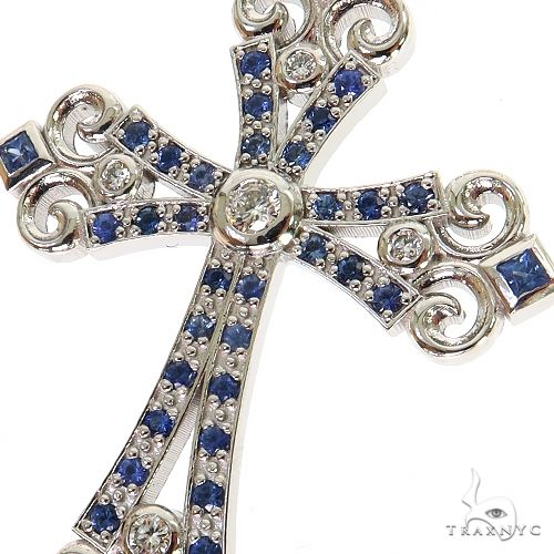 Moonlight Sapphire Diamond Cross Pendant 68901 - Image 3