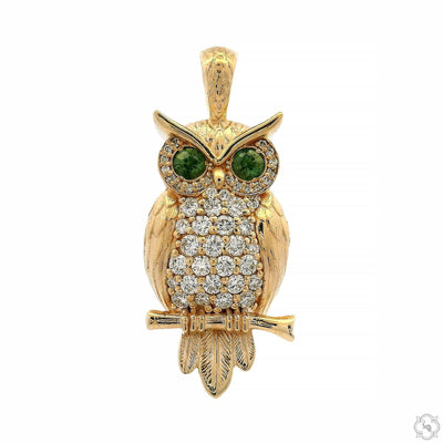 Sapphire-Eyed Owl Diamond Pendant 70769 - Image 1