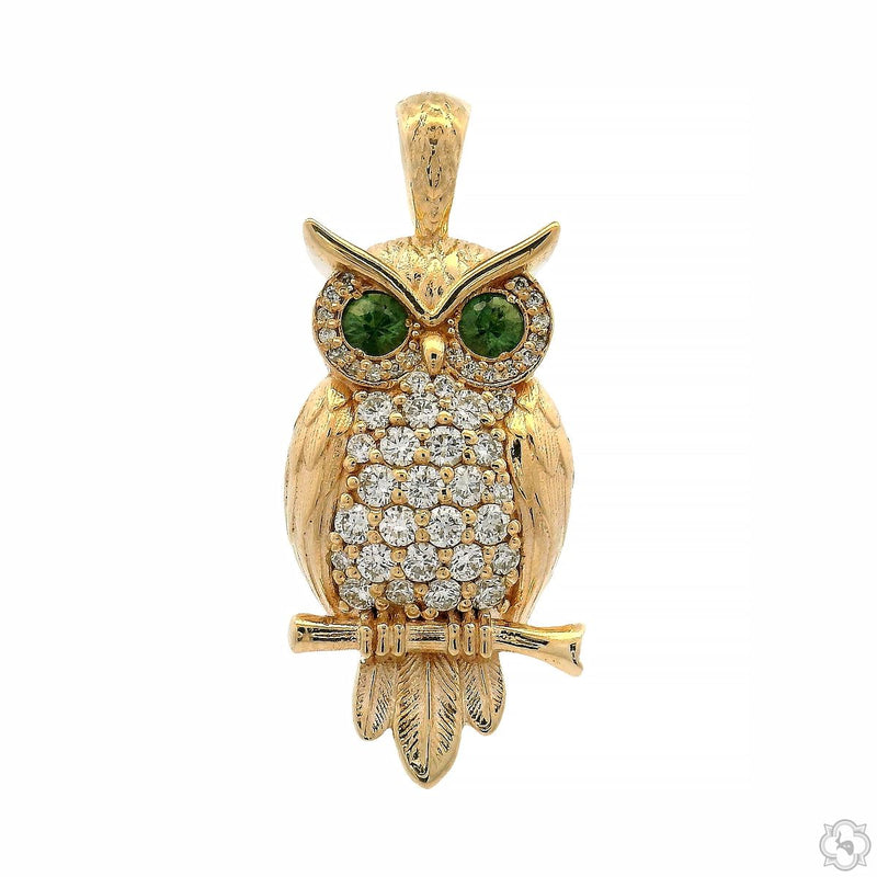 Sapphire-Eyed Owl Diamond Pendant 70769 - Image 1