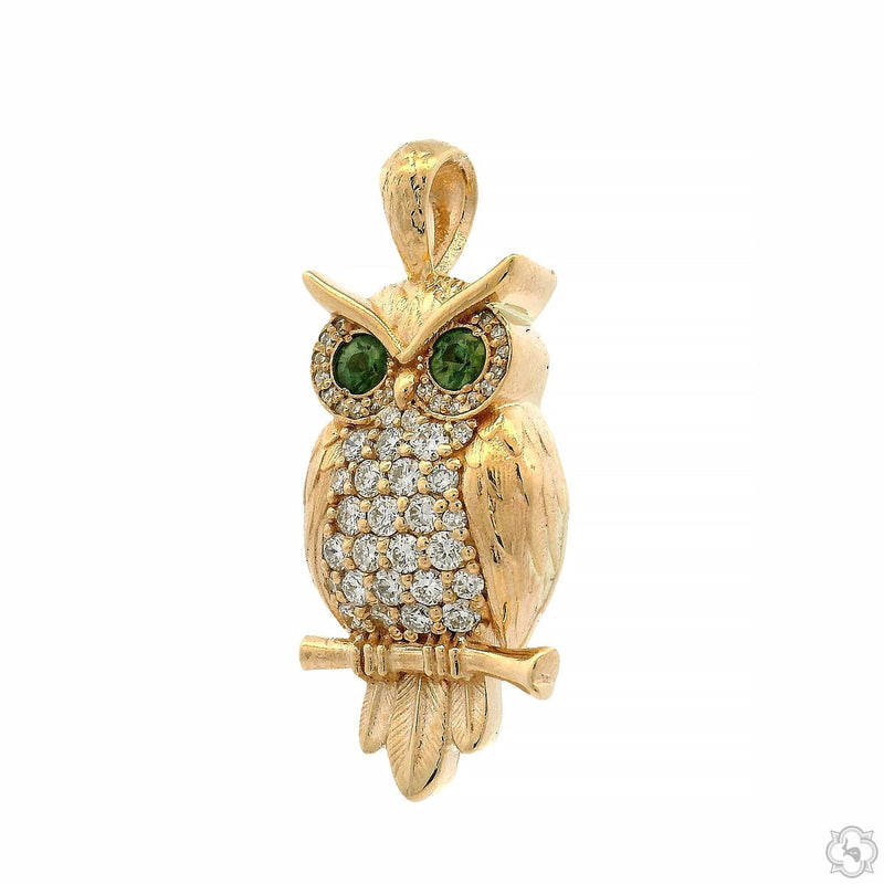 Sapphire-Eyed Owl Diamond Pendant 70769 - Image 4