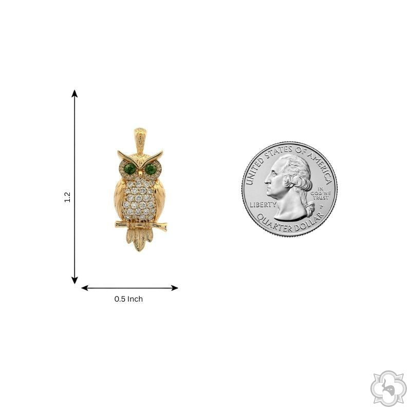 Sapphire-Eyed Owl Diamond Pendant 70769 - Image 8