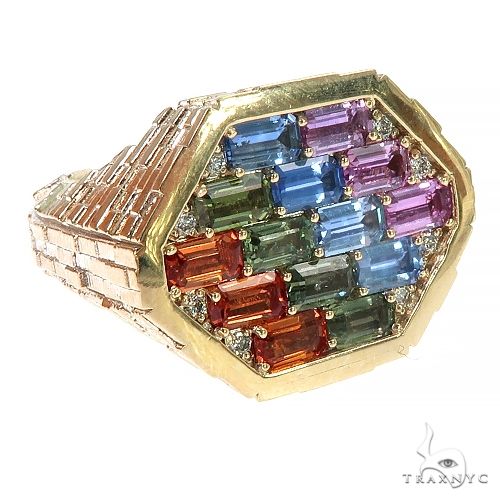 Sapphire Diamond Brick Hexagon Ring 66799 - Image 2