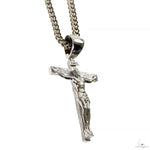 Silver Crucifix Jesus Cross Pendant  Franco Chain Set 70024 - Image 2