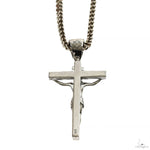 Silver Crucifix Jesus Cross Pendant  Franco Chain Set 70024 - Image 4