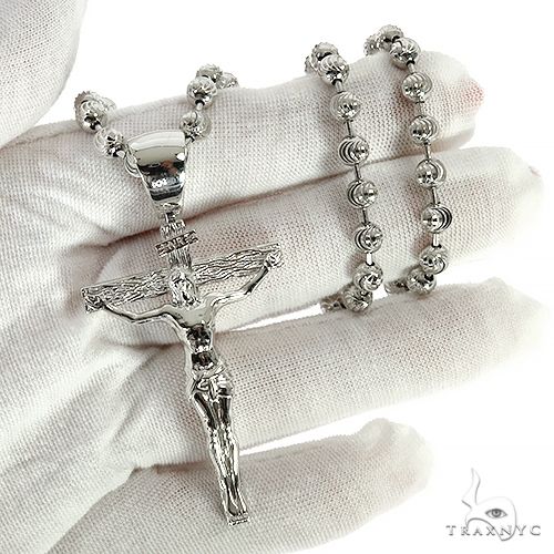 Silver Crucifix Jesus Cross Pendant Moon Chain Set  70000 - Image 9