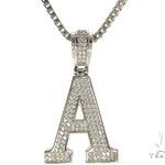 CZ Silver Initial(A) Pendant 24 Inches Franco Chain Set 58469 - Image 1