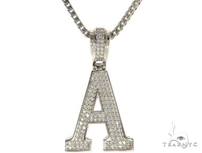 CZ Silver Initial(A) Pendant 24 Inches Franco Chain Set 58469 - Image 1