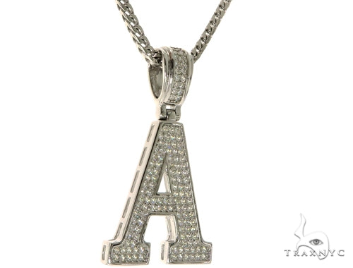 CZ Silver Initial(A) Pendant 24 Inches Franco Chain Set 58469 - Image 2