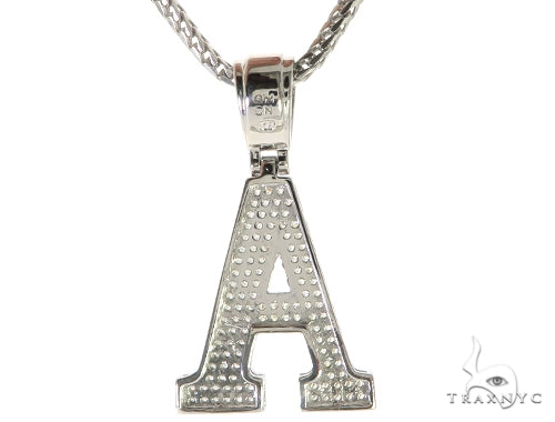 CZ Silver Initial(A) Pendant 24 Inches Franco Chain Set 58469 - Image 3