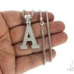 CZ Silver Initial(A) Pendant 24 Inches Franco Chain Set 58469 - Image 4