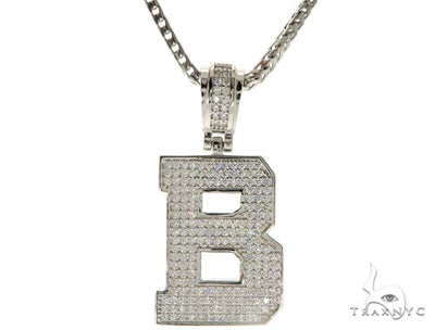 CZ Silver Initial(B) Pendant 24 Inches Franco Chain Set 58470 - Image 1