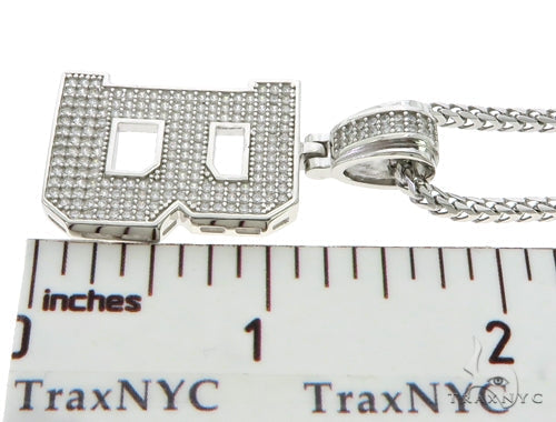 CZ Silver Initial(B) Pendant 24 Inches Franco Chain Set 58470 - Image 5