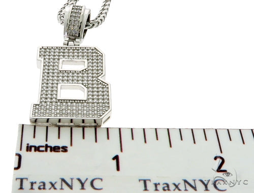 CZ Silver Initial(B) Pendant 24 Inches Franco Chain Set 58470 - Image 6