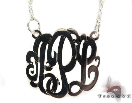 Silver Name Plate Monogram Necklace 30994 - Image 1