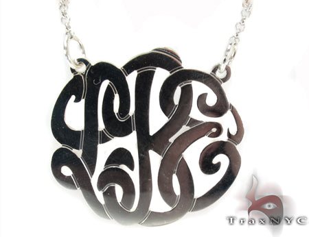 Silver Name Plate Monogram Necklace 30995 - Image 1
