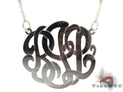 Silver Name Plate Monogram Necklace 30996 - Image 1