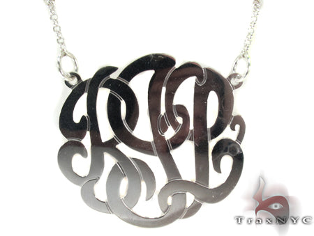 Silver Name Plate Monogram Necklace 30996 - Image 1