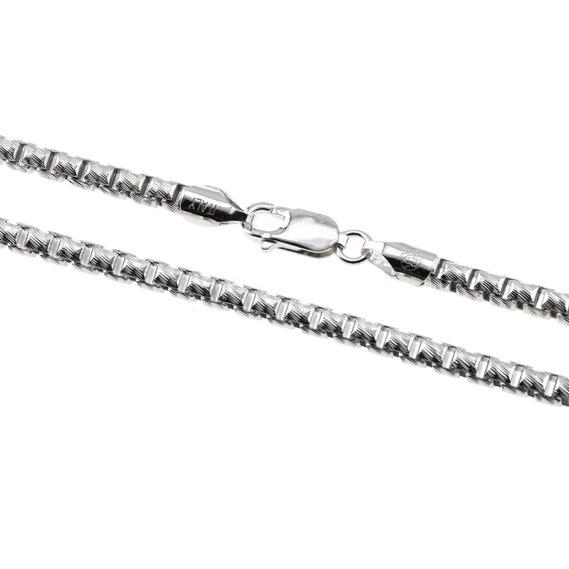 Silver Solid Round Slashed Box Link Chain 3.5mm 18 Inches 70622 - Image 3