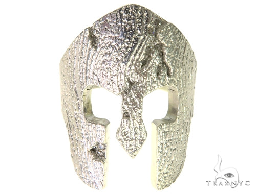 Silver Spartan Mask TraxNYC Prong Diamond Ring 57663 - Image 2