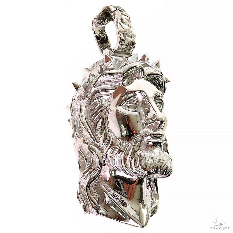 Silver Spikes Crown Jesus Head Pendant 69748 - Image 2