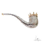 Silver and Gold Smoking Crown Diamond Pipe 67555 - Image 5