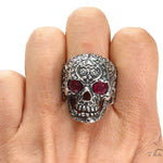 Skull Bezel Ruby Silver Ring 41504 - Image 6