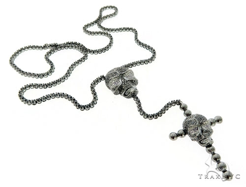Skull and Cross Crucifix Black Diamond Pendant Chain 49785 - Image 1
