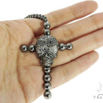 Skull and Cross Crucifix Black Diamond Pendant Chain 49785 - Image 11