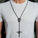 Skull and Cross Crucifix Black Diamond Pendant Chain 49785 - Image 18