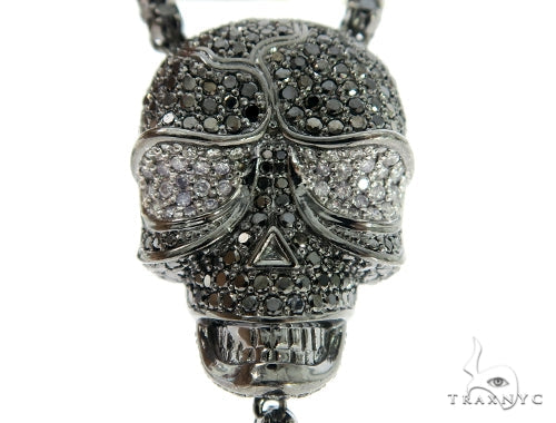 Skull and Cross Crucifix Black Diamond Pendant Chain 49785 - Image 3