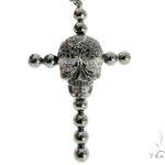 Skull and Cross Crucifix Black Diamond Pendant Chain 49785 - Image 7