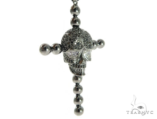 Skull and Cross Crucifix Black Diamond Pendant Chain 49785 - Image 8