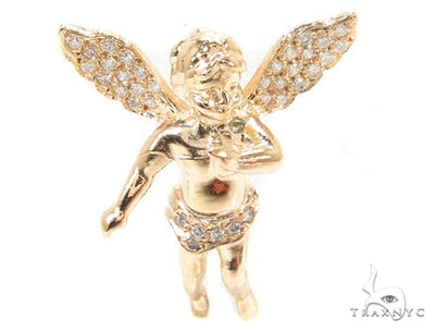Small 14K Gold Diamond Angel Pendant 36691 - Image 1