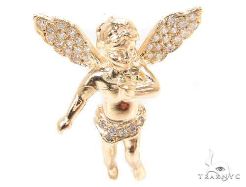 Small 14K Gold Diamond Angel Pendant 36691 - Image 1