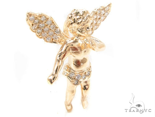 Small 14K Gold Diamond Angel Pendant 36691 - Image 3
