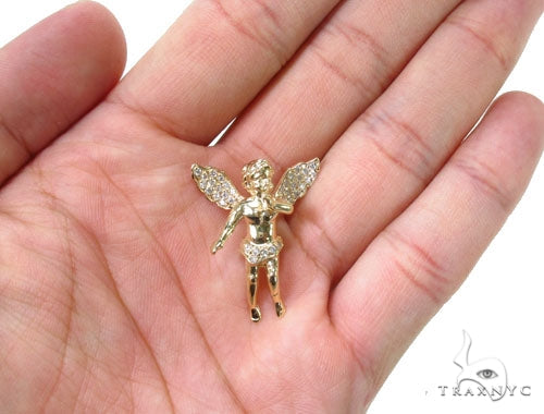 Small 14K Gold Diamond Angel Pendant 36691 - Image 6