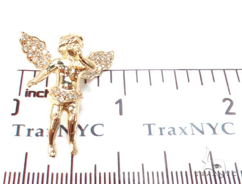 Small 14K Gold Diamond Angel Pendant 36691 - Image 8