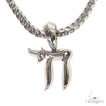 .925 Silver Small Jewish Chai Pendant Set 68765 - Image 1