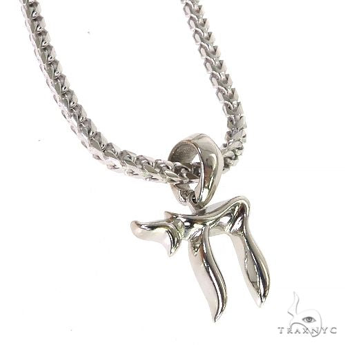 .925 Silver Small Jewish Chai Pendant Set 68765 - Image 2