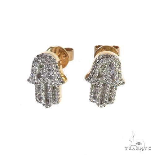 Small Micro Pave Diamond Hamsa Stud Earrings 68135 - Image 1