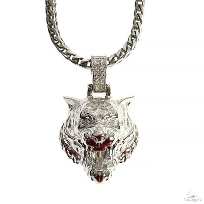 Small Tiger Head Pendant Set .925 Silver 70059 - Image 1