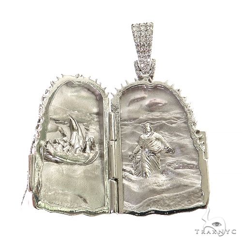 Small Walking on Water Diamond Jesus Pendant .925 Silver 69098 - Image 3