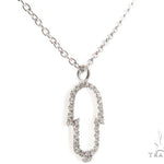 Small White Gold Hamsa Hand Diamond Necklace 64480 - Image 2