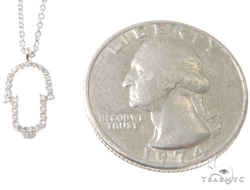 Small White Gold Hamsa Hand Diamond Necklace 64480 - Image 4